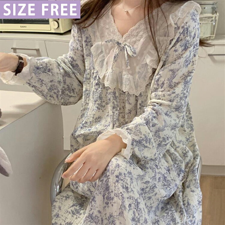 ネグリジェ ロング丈 パジャマ レディース 長袖 春秋 ルームウェア ワンピース パジャマ 大きいサイズ ..