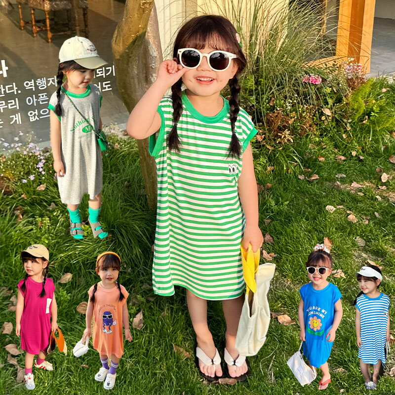 ワンピース キッズ 女の子 夏 子供服 Tシャツワンピース ノースリーブ ベビー服 赤ちゃん 子ども服 ジュニア ロングワンピース おしゃれ かわいい 七五三 入学 入園 幼稚園 小学生 誕生日 プレゼント 160cm 150 140 130 120 110 100 お姫様 ナチュラル お出かけ