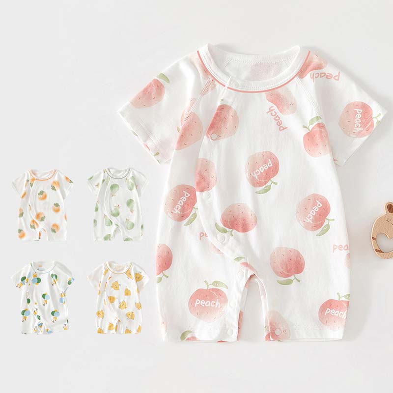 Short Sleeves - ベビー服 ロンパース 半袖 子供服 女の子 男の子 カバーオール キッズ 子ども服 新生児 赤ちゃん 59cm 66cm 73cm 80cm 90cm ルームウェア 部屋着 パジャマ おしゃれ 可愛い 春夏 薄手 出産お祝い プレゼント 入園 保育園 出産準備 誕生日 初節句 食い初め お出かけ