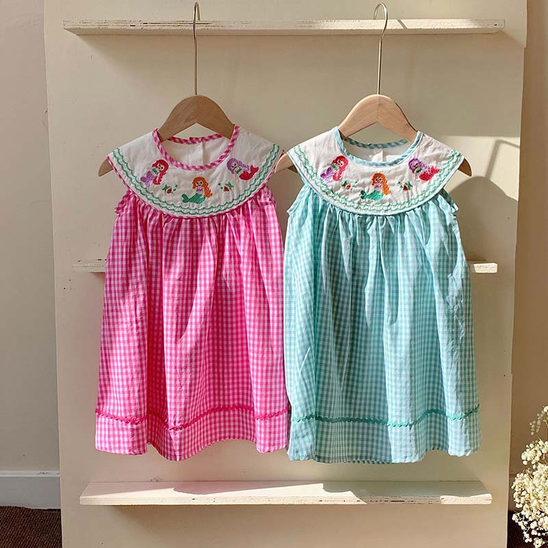 Dresses - ワンピース キッズ 春 夏 ベビー服 女の子 ワンピース 綿 チェック柄 子供服 ワンピース ジュニア 赤ちゃん 子ども服 おしゃれ 可愛い 140cm 130cm 120cm 110cm 100cm 90cm 誕生日 プレゼント 結婚式 七五三 入学 入園 幼稚園 小学生 お姫様 ナチュラル お出かけ