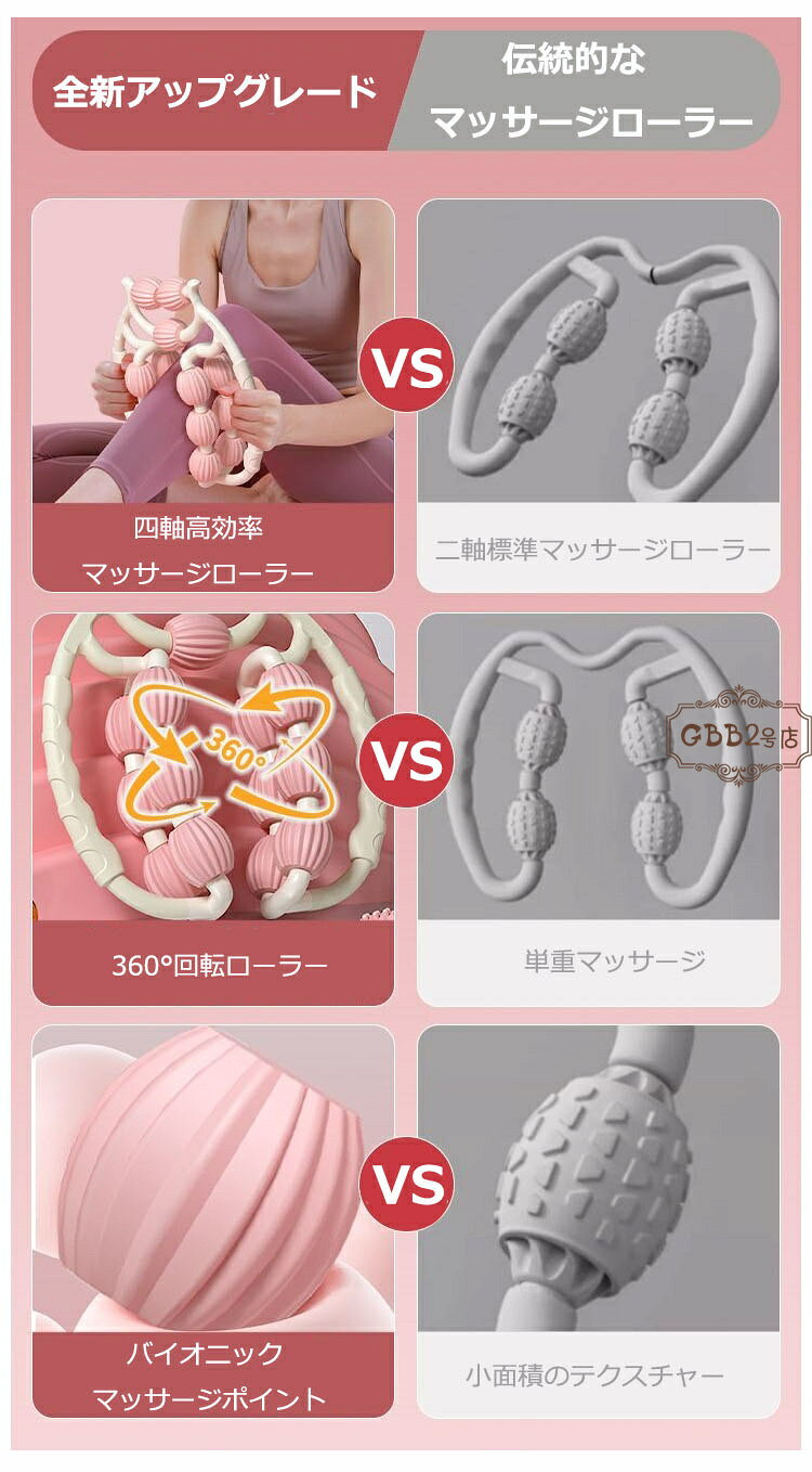 マッサージローラー 脚 マッサージ ローラー 360度回転 筋膜ローラー むくみ 解消 ...