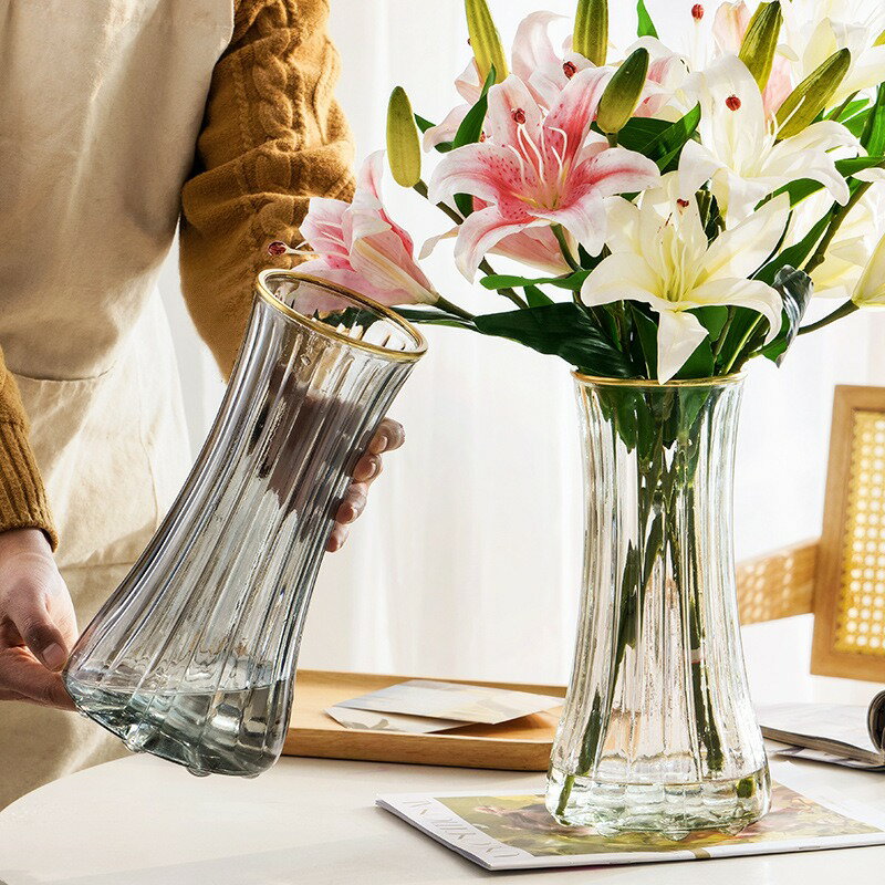 ガラス フラワーベース 花瓶 ガラス製 北欧 27cm 花器 フラワーベース ガラスベース ガラスボトル アレンジ ガラス花瓶 インテリア 水耕栽培 水栽培 生け花 造花 おしゃれ シンプル インテリア雑貨 インテリア飾り花瓶 飾り瓶 北欧 レトロ風 透明 ホワイト グレー グリーン