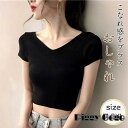 Tシャツ 半袖 レディース スリムTシャツ 白 ヘソ出し 半袖Tシャツ 黒 へそ出し カットソー Vネック 女性 タイトTシャツ 無地 夏 おしゃれ