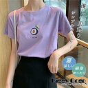 シャツ レディース Tシャツ カットソー 半袖 カジュアル 果物 クールネック ゆるT フルーツ 春夏 トップス インナー ゆったり 通勤通学