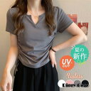 Tシャツ レディース 春 夏 トップス 半袖 tシャツ カットソー プルオーバー インナー UVカット 学生 通学 大人 シンプル 可愛い おしゃれ