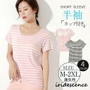 半袖シャツ レディース Tシャツ カップ付き トップス 夏 ボーダー柄 インナー 肌着 パッド付き 吸水 速乾 20代 30代 40代 50代
