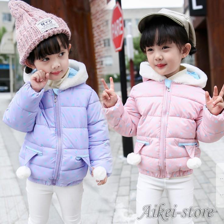 かわいい 子供服 女の子 コート ジャケット　韓国 綿入れコード 子供服 長袖 ドット柄 子供服 キッズ ..
