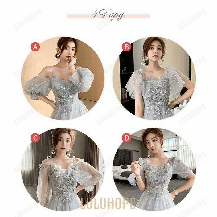 S-3XL ブライズメイド ドレス 大人 ピアノ 発表会 ロングドレス ミモレ丈 演奏会 結婚式 母親 ピアノ発表会 グレー 袖付き ワンピース 半袖 演奏会用ドレス