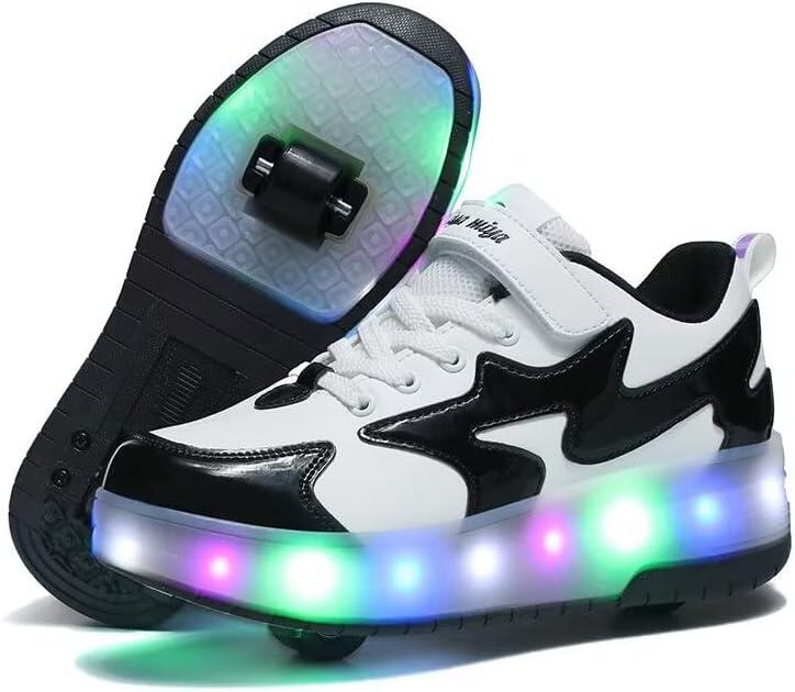 ローラーシューズ LED 子供 ひかるくつ 光る靴 発光シューズ 男の子 女の子 子供靴 ローラースケート USB充電式 キッズスニーカー キッズシューズ クリスマス ハロウィーン ギフト 2輪