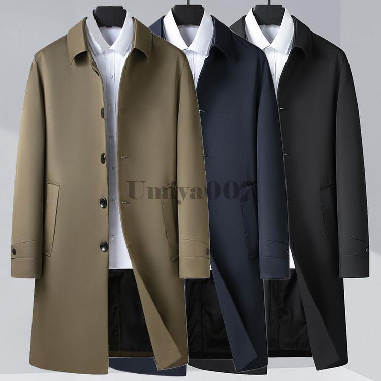 メンズ ステンカラーコート アウター コート ロング丈 ステンカラー スプリングコート 通勤 撥水加工 春服 春物