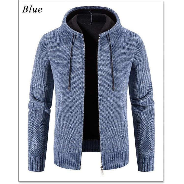 カーディガン メンズ ジップカーディガン 裏起毛 フード付き パーカー 春 秋 冬 ジップアップ ニットカーデ 大きいサイズも充実
