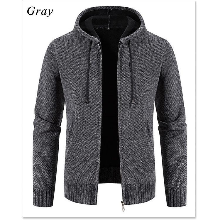 カーディガン メンズ ジップカーディガン 裏起毛 フード付き パーカー 春 秋 冬 ジップアップ ニットカーデ 大きいサイズも充実
