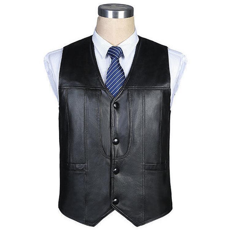 春夏秋冬本革ベストメンズレザーベス...
