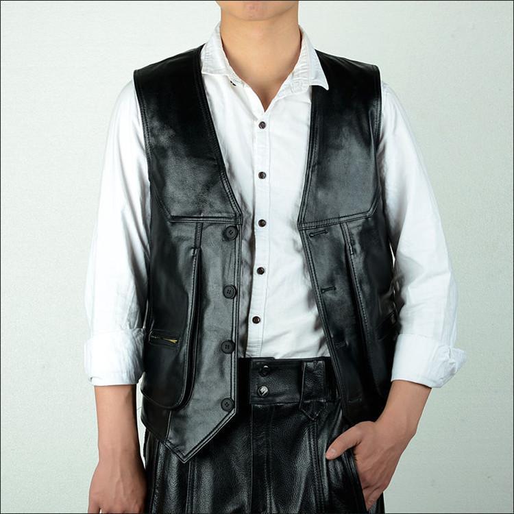 春夏秋冬本革ベストメンズレザーベス...