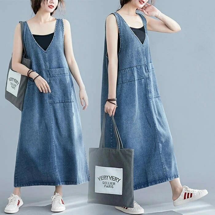 サロペットスカート デニムサロペット レディース マキシ丈 ジャンパースカート デニム サロペット 40代 50代 60代 デニムワンピース オールインワン デニム ロング丈 体型カバー 送料無料