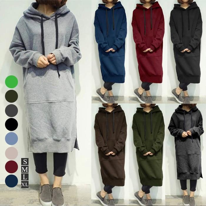 パーカーワンピースロング丈レディー...