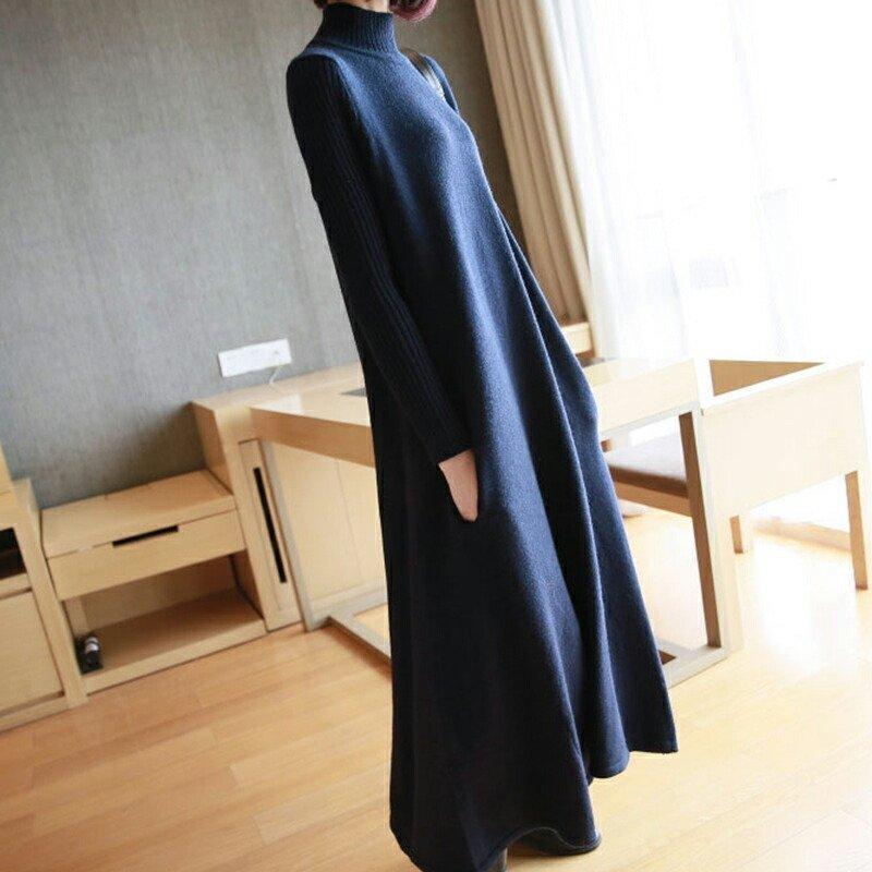 ワンピース ニットワンピース レディース タートルネック ロング丈 長袖 ハイネック ニット 大人 カジュアル 秋冬 おしゃれ ママコーデ 30代 40代 50代 上品