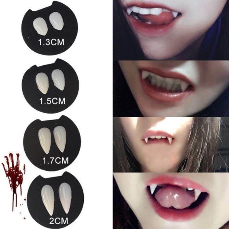 ハロウィン メイク つけ八重歯 接着剤つき 13mm 15mm 17mm 20mm つけ牙 ハロウィン コスプレメイク ドラキュラ ヴァンパイア 吸血