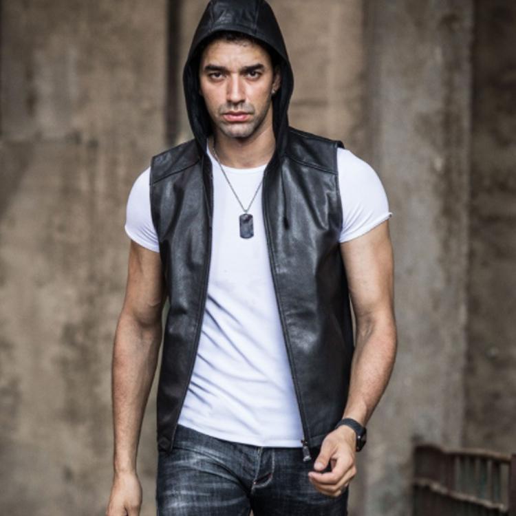 春夏秋冬本革ベストメンズレザーベス...