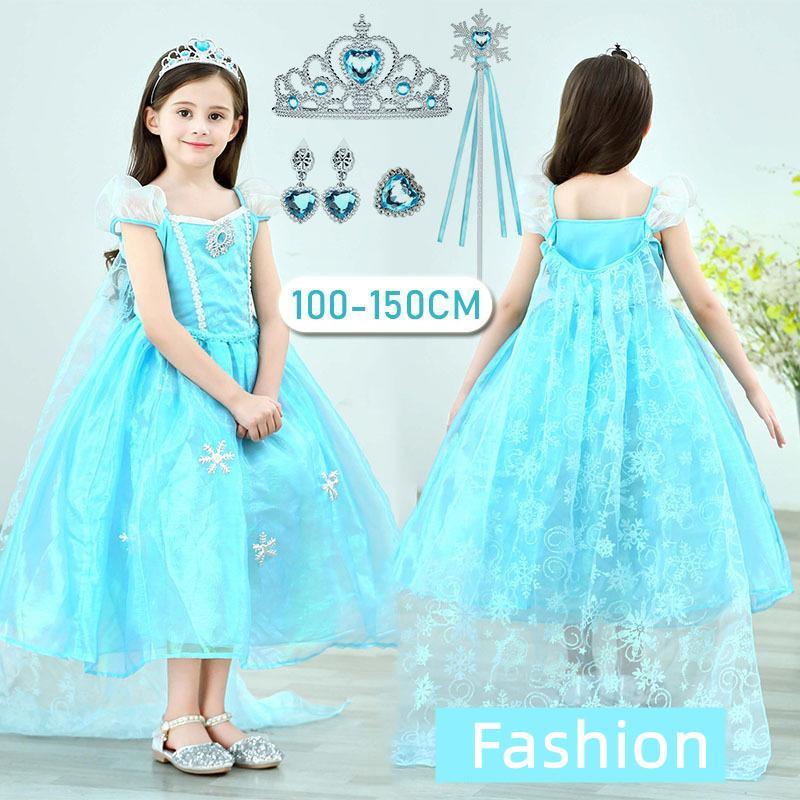 プリンセス ドレス こども用 コスチュームドレス マント ティアラ 指輪 イヤリング 5点セット ハロウィ..