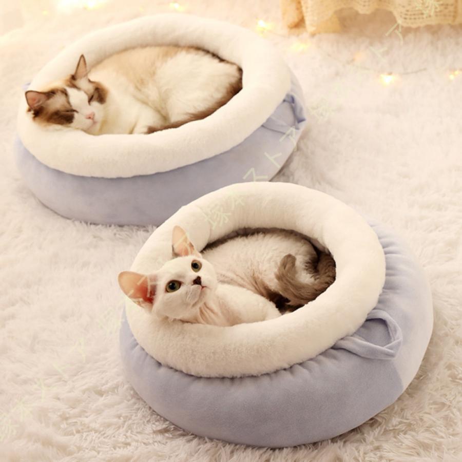 ペットベッド ラウンドベッド ペット用 犬用 猫用 冬 寝床 寝具 クッション ソファー 洗える ふかふか ふわふわ あったかマット 防寒 暖かい 無地 シンプル