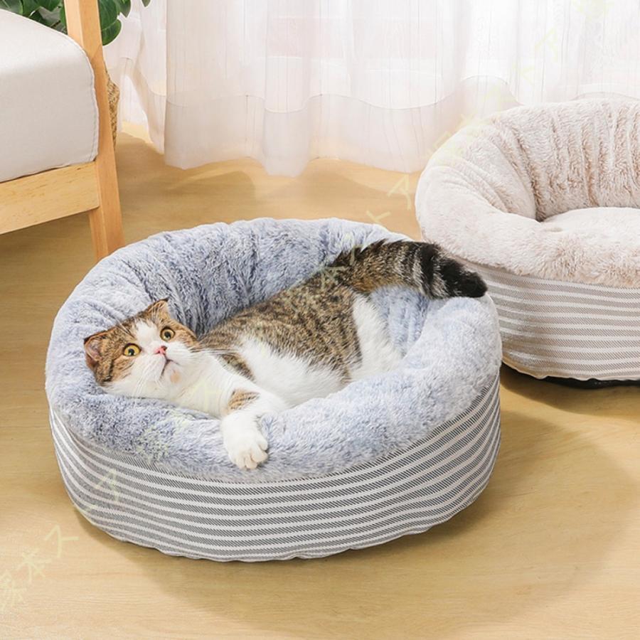 ペットベッド 丸型 洗える オールシーズン かわいい 猫 犬用 小型犬 ふわふわ ふかふか もこもこ ふん..