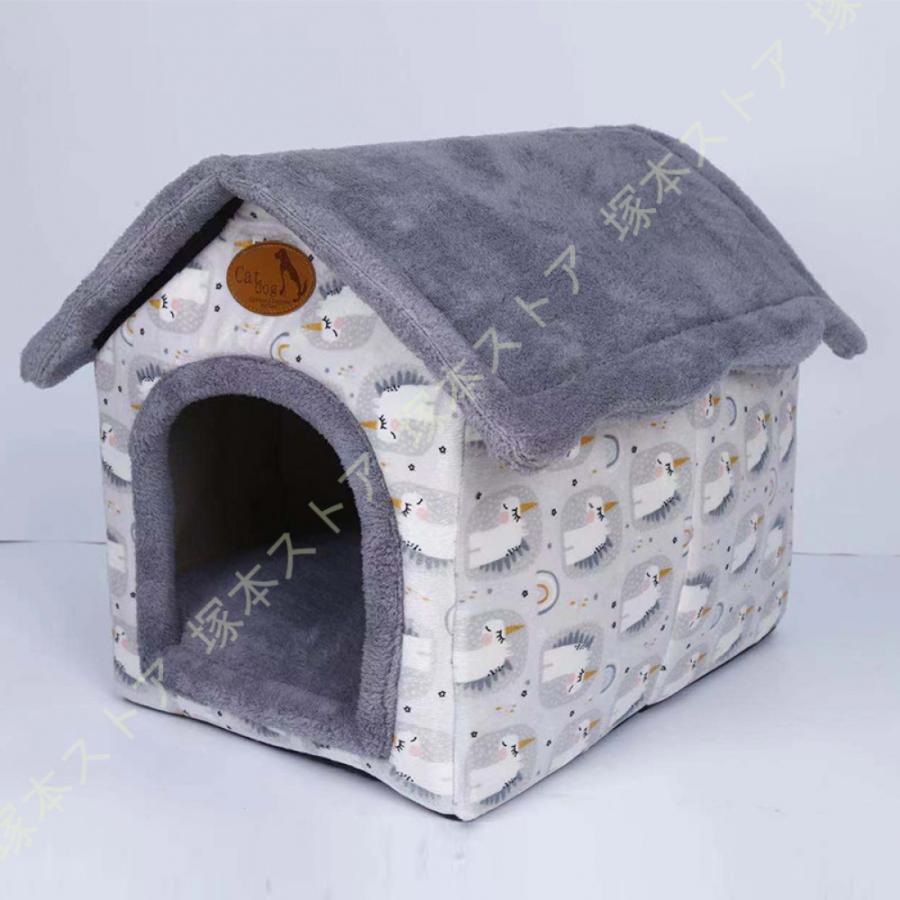 ペットベッド ドーム型 ペットハウス 2way 犬猫用 室内用 オールシーズン ふわふわ クッション付き 犬小屋 屋根付き 猫 テント おしゃれ 洗える 折りたたみ可