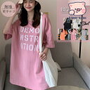 ワンピース ロング ロゴTシャツ レディース 半袖 カットソー 体型カバー 英字プリントTシャツワンピース