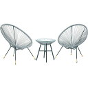 【5/1限定最大2000円OFFクーポン発行&エントリーでP3倍!更に全商品ポイント3倍!】 Un+usual ガーデンテーブル&チェア 3点セット ライトグレ...