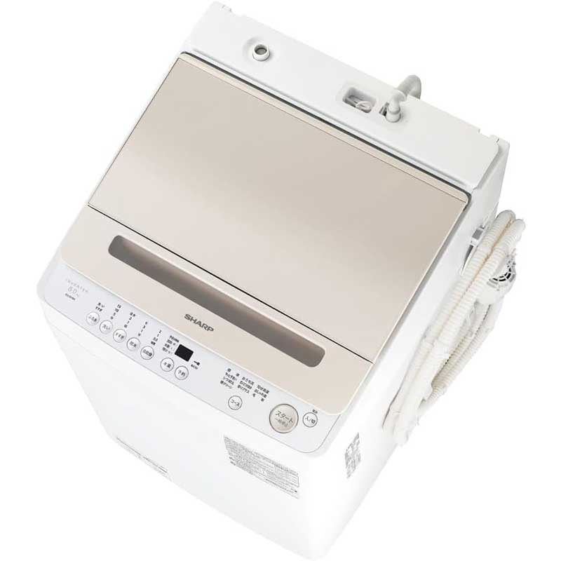 【11/10限定最大2000円OFFクーポン発行＆エントリーでポイント4倍！】 シャープ SHARP 穴なし槽 全自動洗濯機 ゴールド系 8kg 幅55cm ふろ水ポンプ付属 ES-GV8H-Nのサムネイル
