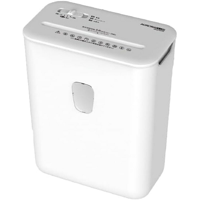 【商品の特徴】A4コピー用紙を最大6枚までまとめて細断できる家庭用電動シュレッダーです。4×38mmのクロスカット方式を採用し、個人情報や機密書類をしっかり細断できます。クレジットカードの細断にも対応しており、不要なカードの処分も簡単です。【商品の仕様】カラー：ホワイト本体サイズ：300×170×373mm本体重量：約3.5kg細断方式：クロスカット細断サイズ：4×38mm最大細断枚数：A4コピー用紙6枚対応細断物：紙、クレジットカード細断速度：2.0m/分連続使用時間：5分休止時間：50分騒音レベル：約58dBダストボックス容量：約16L操作方式：自動細断保証期間：1年間原産国：中国 ※必ずメーカーHPにて商品の仕様や設置条件をご確認お願いいたします。 製品によっては設置環境により利用または設置ができない場合がございます。