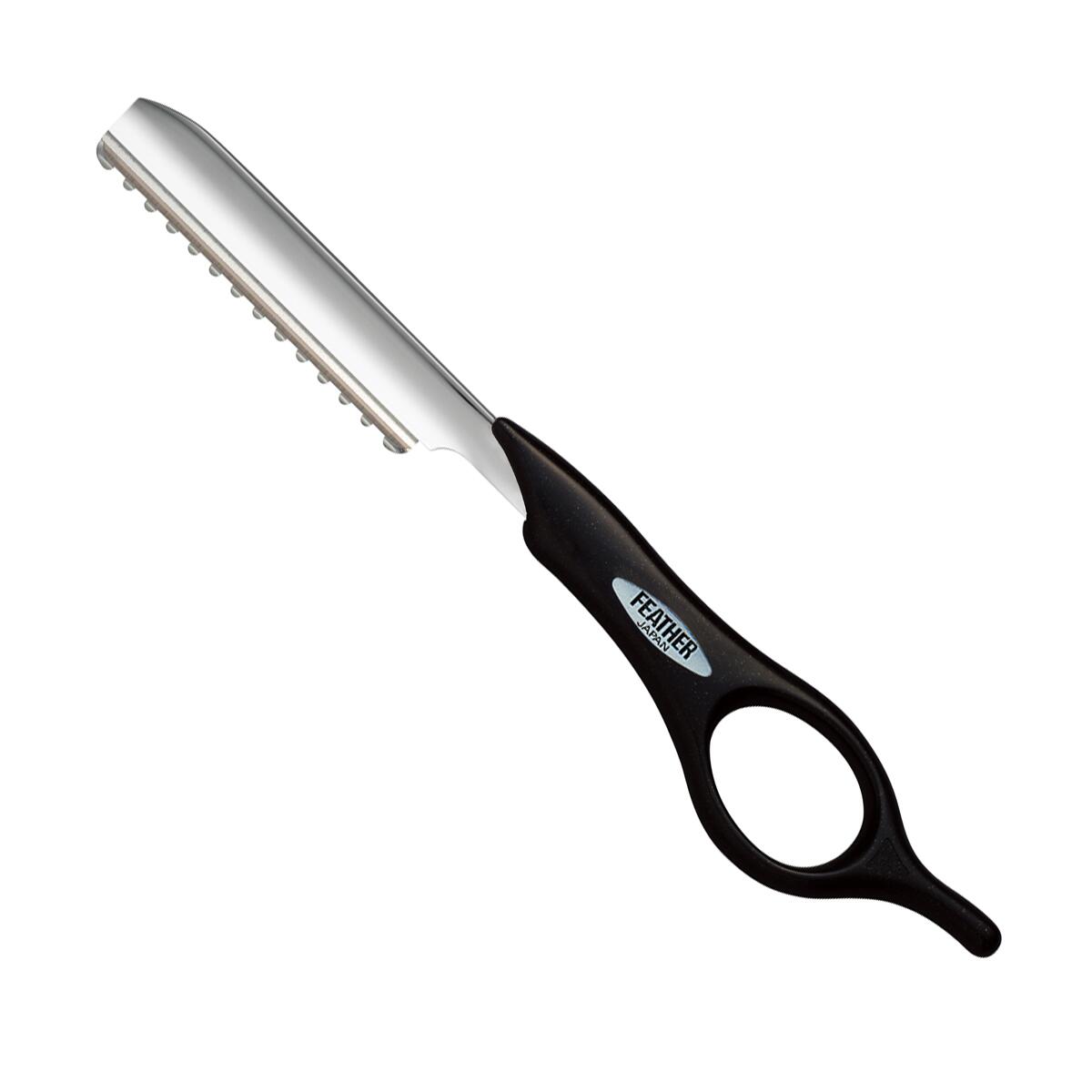 フェザー安全剃刀 スタイリングレザー ショートタイプ レザーカット用 散髪 カット ヘアカット (SRS-B ブラック)