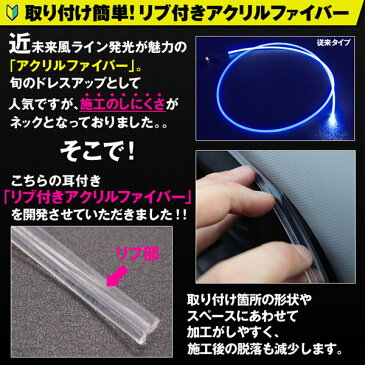 300円/500円クーポン配布中！LED アクリルファイバー 1m 耳付き ライン発光 リブ搭載 車 インテリア ドリンクホルダー コンソール シートカバー モール テープ カーパーツ 12V (ゆうパケットなら送料無料) crd