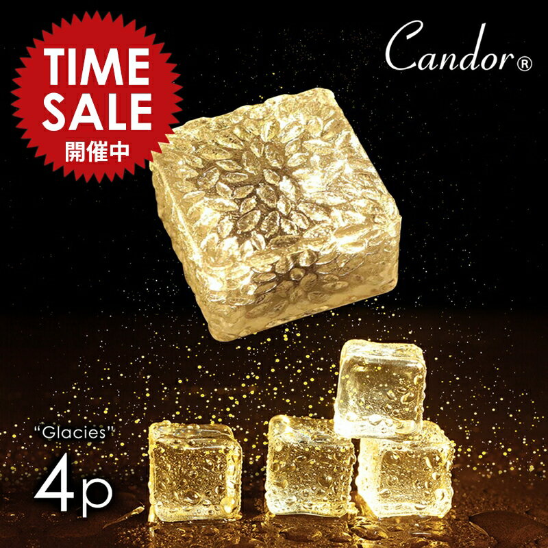 【限定価格～12/26迄】ソーラーライト 屋外 Candor(R) 明るい おしゃれ 防水 充電式 ブロック LED タイル センサーライト 【温暖色 4個】埋め込み 電球色 ガーデニング ブリック ガーデンライト イルミネーション 自動点灯 玄関灯 外灯 防犯 柊