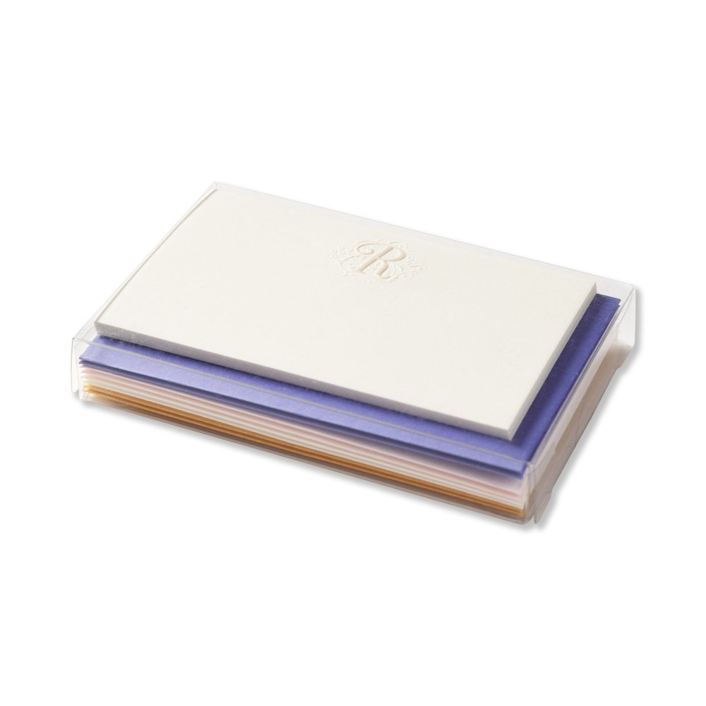 イニシャルR|カード8枚・封筒4色各2枚ミニメッセーカードセット(パープル、パステルピンク、ホワイト、シャンパンゴールド)|サイズ:カード 55x90mm、封筒...