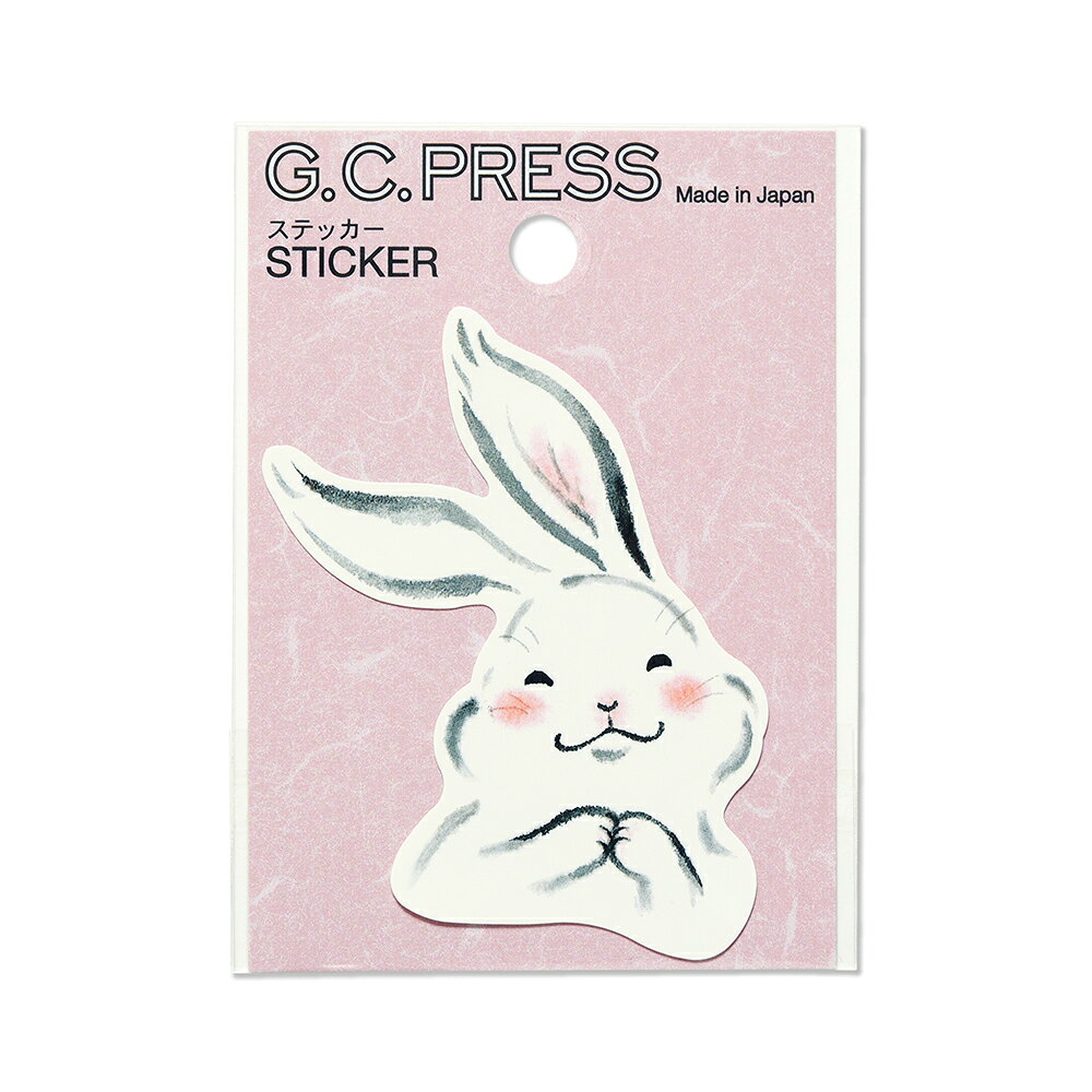 耐水耐光仕様ステッカー 墨絵 うさぎ | G.C.PRESS（ジーシープレス）台紙サイズ:10...