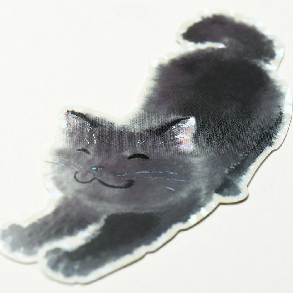 耐水耐光仕様ステッカー 墨絵 ねこ くろ (100×70mm 1枚入)522-22【ジーシープレス 公式】G.C.PRESS | 文房具 猫 動物 どうぶつ シールフレークステッカー エンブレムステッカー デコステッカー イラスト スマホ スーツケース ノートPC ギフト