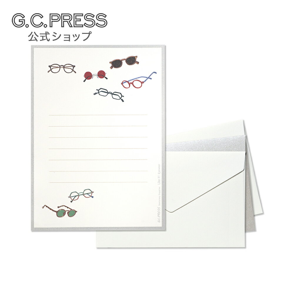便箋3枚・封筒3枚(白2枚 ライトシルバー1枚)ミニレターセット|アイウェア LIKE IT!|便箋サイズ:174×126mm、封筒サイズ:90×140mm[0...