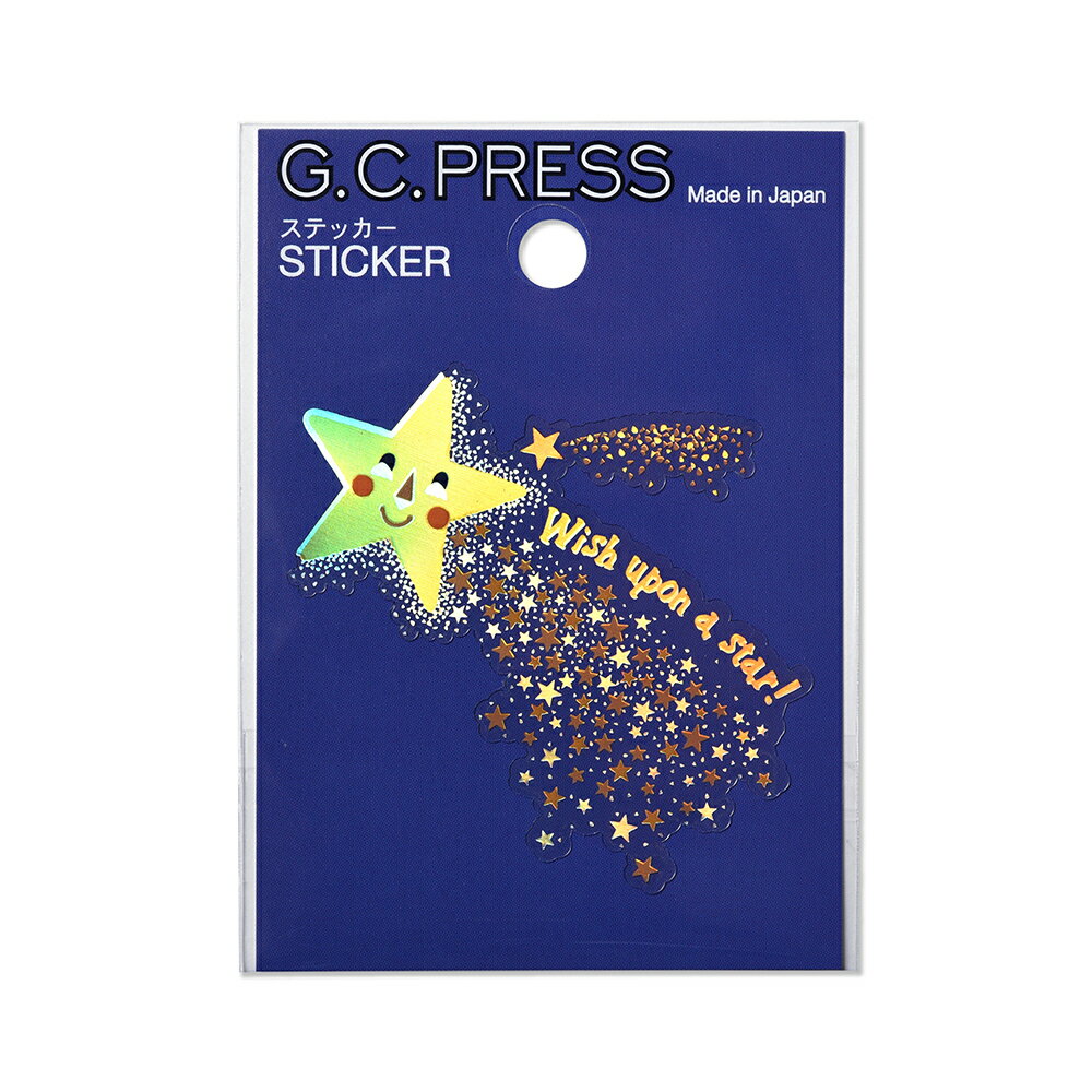 耐水耐光仕様ステッカー1枚入| 流れ星[522-35]｜台紙サイズ：100×70mm｜文房具 ステッカー シール デコレーションシール ホログラム 星 流れ星 縁起 スマホ スーツケース ノートPC タブレット ギフト プレゼント
