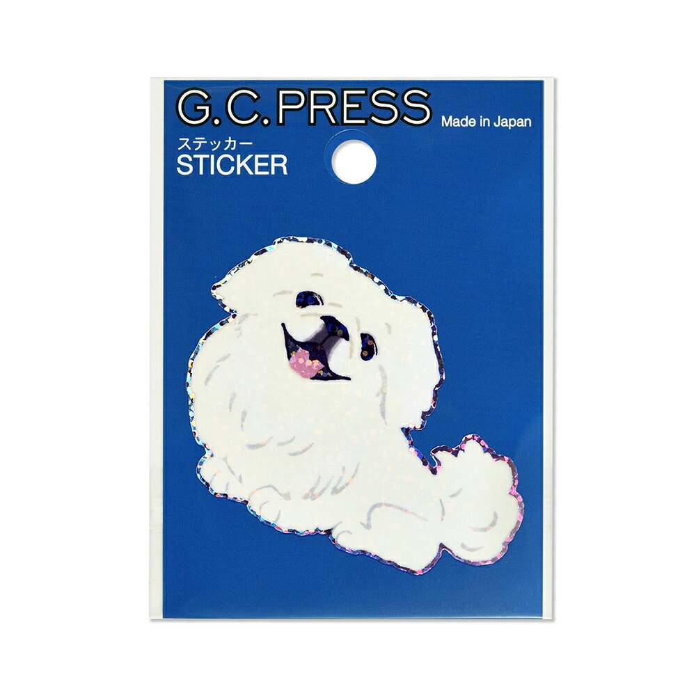 耐水耐光仕様ステッカー1枚入 | ペキニーズ [522-60] |台紙サイズ：100×70mm｜ G.C.PRESS（ジーシープレス） | 文房具 犬 ドック 動物 どうぶつ シールフレークステッカー エンブレムステッカー デコステッカー イラスト スマホ スーツケース ノートPC ギフト