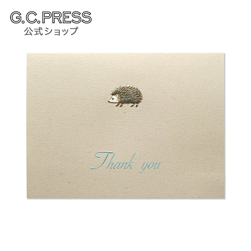 カード THANK YOU ハリネズミ(カードサイズ：95×130mm/封筒サイズ：100×140mm/中紙付き/入り数：1組)[004-99]| G.C.PRESS（ジーシープレス）| 文房具 サンクスカード サンキューカード メッセージカード はりねずみ ギフト ラッキーシンボル ラッキーモチーフ