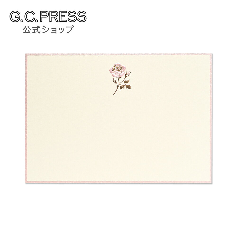 甘過ぎず飾り気のない一輪のバラを描いたワンポイントデザインです。優しいピンクの花色が引き立つように葉や茎はゴールドを使ったシックな印象のデザインです。薔薇には愛情、美、幸運のシンボルの意味があります。特別感のあるメッセージカードをお探しの方に。サイズ：107×154mm入り数：4枚推奨封筒：カラー封筒 洋2「ペールピンク」「パステルピンク」4952460541134