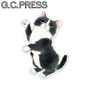 耐水耐光仕様ステッカー 墨絵 ねこ はちわれ (100×70mm 1枚入)522-23【ジーシープレス 公式】G.C.PRESS | 文房具 猫 動物 どうぶつ...