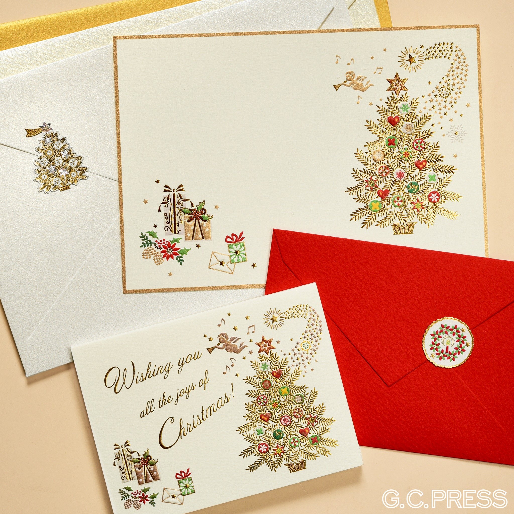 シール クリスマスツリー 金(1シート9ピース) 123-17【ジーシープレス 公式】[ G.C.PRESS 文房具 封シール デコレーションシール クリスマスレター クリスマスカード ギフト]
