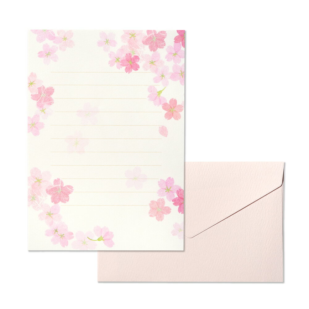 便箋6枚・封筒3枚ミニレターセット｜桜絵双紙 ｜便箋サイズ：165×117mm、封筒サイズ：90×140mm [032-10..