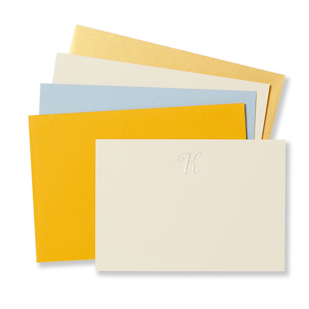 イニシャルK|カード4枚・封筒4枚ショートメッセーカードセット(オレンジ、ライトブルー、ホワイト、シャンパンゴールド)|サイズ:カード 120x176mm 入数...