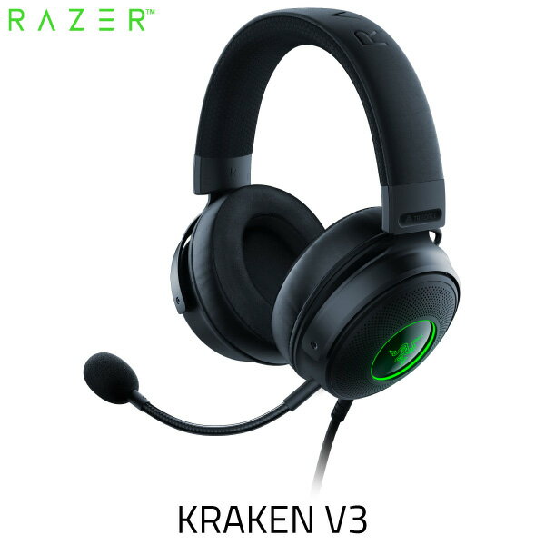 Razer公式 Razer Kraken V3 THX Spatial Audio 7.1ch サラウンド 対応 USB ゲーミングヘッドセット ブラック RZ04-03770200-R3M1 レーザー (ヘッドセット USB)