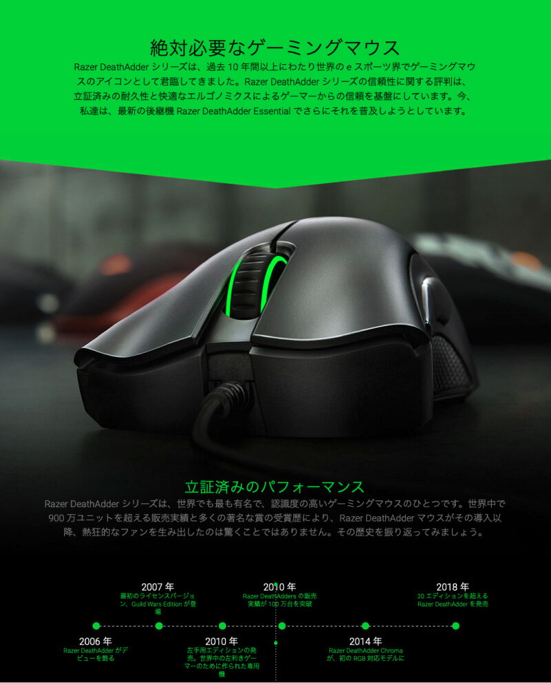 ��Razer������ Razer DeathAdder Essential ͭ�� ���ؼ� ���르�Υߥå��ǥ����� �����ߥ󥰥ޥ��� # RZ01-02540100-R3M1-N �졼���� (�ޥ���)