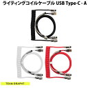 GRAPHT公式 ネコポス発送 Team GRAPHT ライティング PP / PE二層編組 コイルケーブル USB Type-C - USB A アビエーションコネクタ仕様 最大3.52m チームグラフト (USB A - USB C ケーブル)