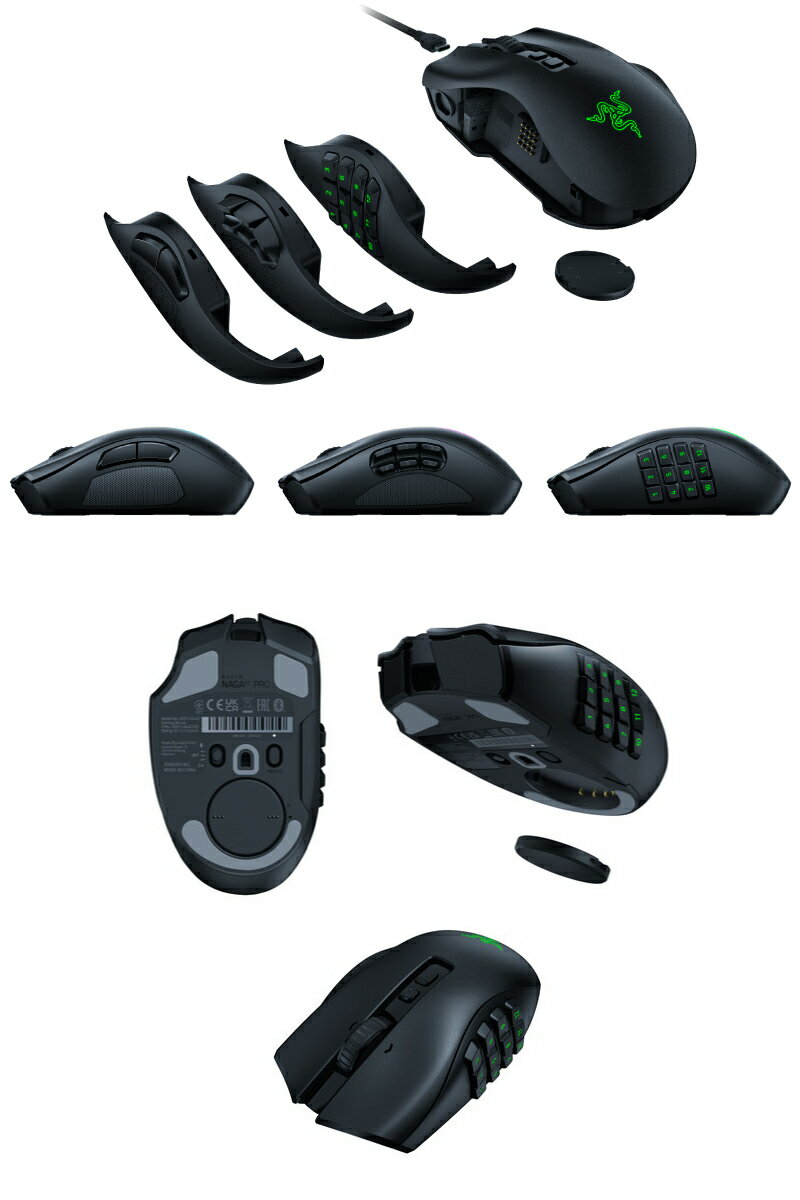 【Razer公式】 Razer Naga V2 Pro 2ボタン / 6ボタン / 12ボタン サイドプレート交換対応 有線 / 2.4GHz / Bluetooth 5.0 ワイヤレス 両対応 ゲーミングマウス # RZ01-04400100-R3A1 レーザー (マウス)